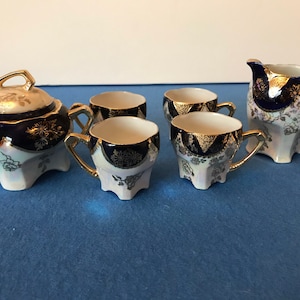 Vintage Blue and Gold Demitasse Set