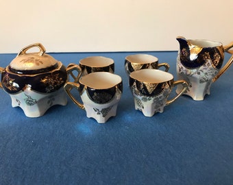 Vintage Blue and Gold Demitasse Set