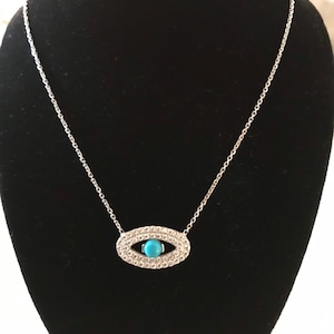 Sterling Evil Eye, Evil eye necklace, turquoise delicate evil eye necklace