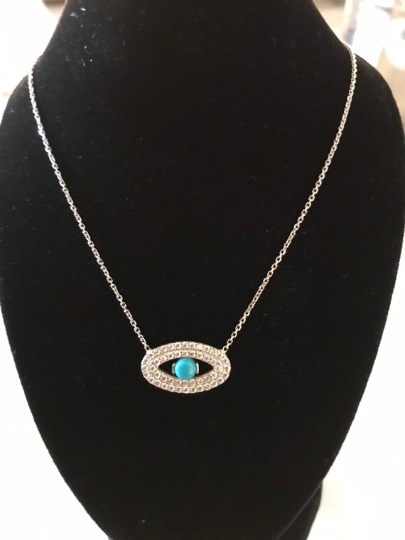 Sterling Evil Eye, Evil eye necklace, turquoise de