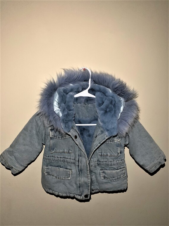 baby jean jacket with fur