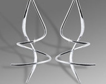 Original Boomerang Shape EARSPIRAL® Earrings, ©Harry Mason® Jewelry, Drop Earrings, Lightweight Double Spiral, 3 Lengths, 3 Metals