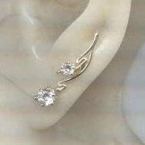 2-Clear CZ&#39;s Ear Climber, Ear-Pin, Slide-On, Ear Vine, Bobby-pin Earring presented by ©HARRY MASON® Jewelry, Non-Dangle Mulit-Pierce Look