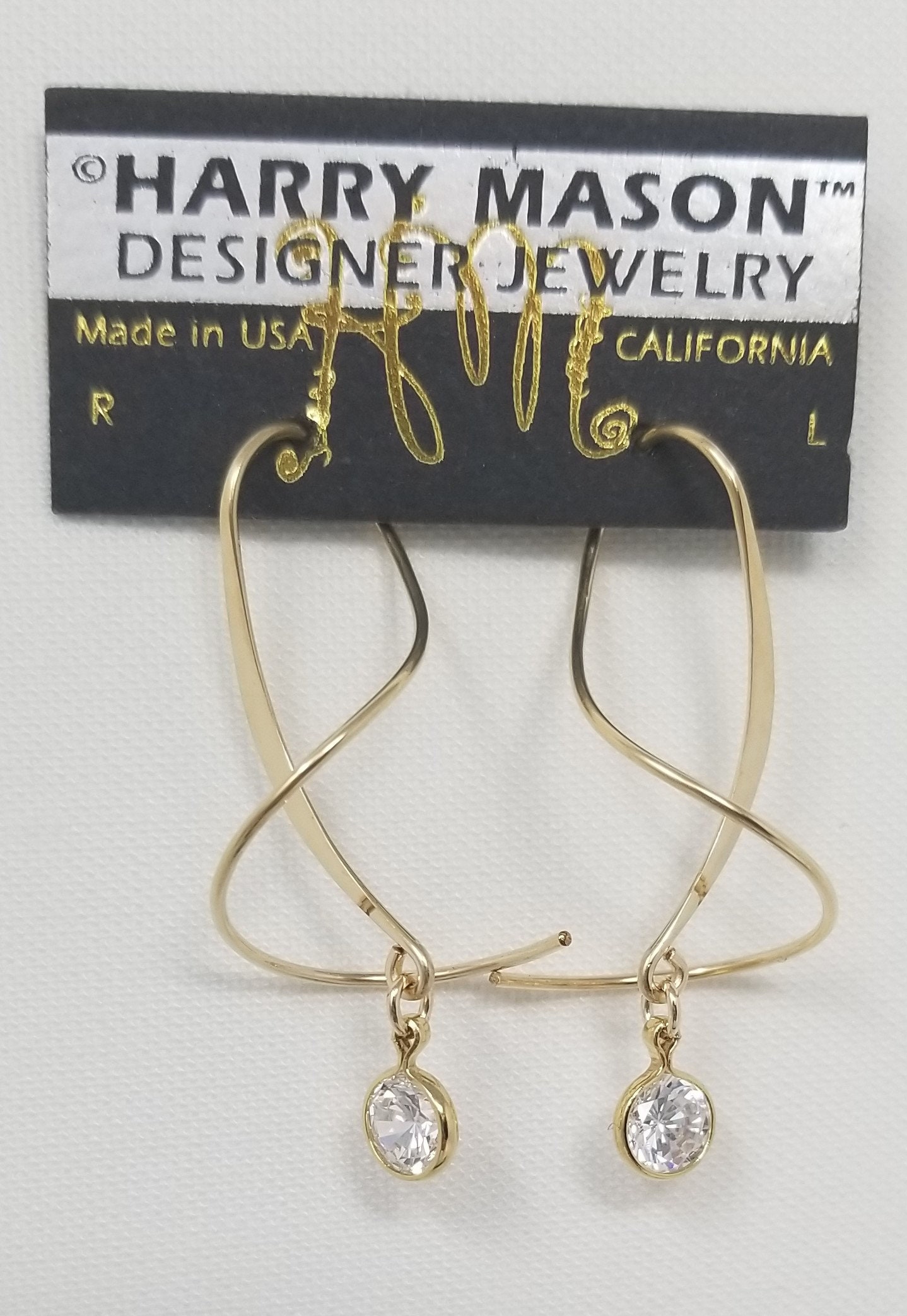 Pink Cubic Zirconia on Boomerang EARSPIRAL® Earrings One Length by ©HARRY MASON®, Corkscrew, Hoops, Lightweight, Unique for women, girls