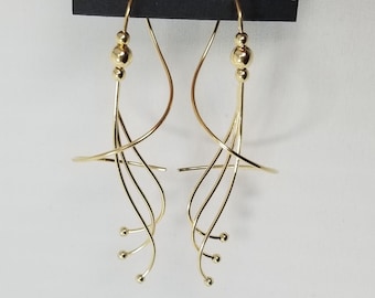 Combinaciones de dos tonos Earspirals® dorado/plateado, ©Harry Mason® Jewelry Co., aretes ligeros con forma de sacacorchos en espiral sin espalda colgantes