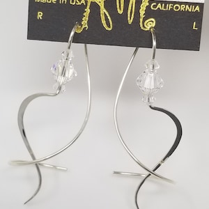 Spiral Earrings, Earspirals, Harry Mason Jewelry, Corkscrew Earrings, Threaders, Dangle Earrings, Lightweight, Swarovski, Aurora Borealis