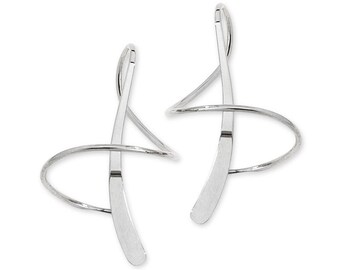 Thee Classic Silver EARSPIRALS® by ©Harry Mason® Jewelry, Short Dangle Spiral Backless Lightweight Earrings, Unique for Women