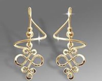 ペイズリーEARSPIRALS®（マッチングペンダント/シャンパンキュービックジルコニア）©HARRY MASON®ジュエリー、女性と女の子のためのユニークな軽量ダングルスパイラル