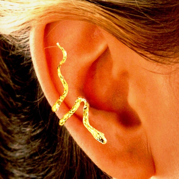 EXOTIC SNAKE EARCUFF Gold/Silver presented by ©Harry Mason® Jewelry Co, Non Pierced Looks Pierced, NonDangle, EarClimber, Single Earring