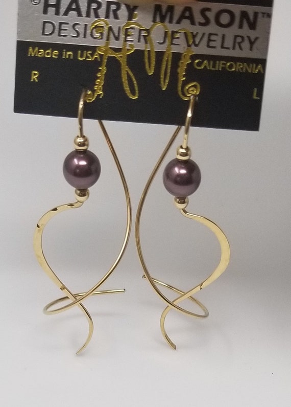 Spiral Earrings, EARSPIRALS, Dark & Lavender-chocolate Pearls 