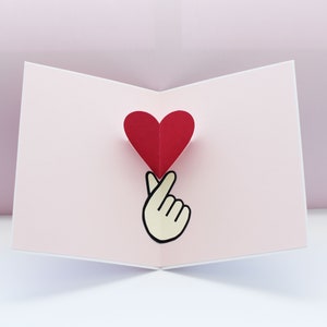 Cute Finger Heart Pop-Up Valentine's Greeting Card