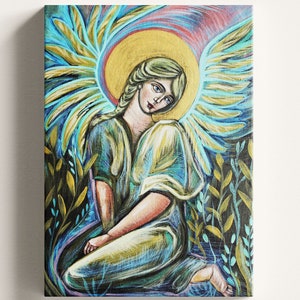 Guardian Angel Canvas Wall Art, Religious Art, Home Decor, New Home Gift, Gift for Birthday.