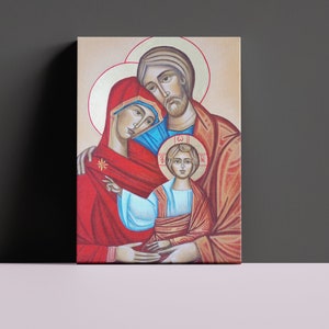 Holy Family Orthodox icon, Religious Wall Art, Christian icon, Handmade Icon on wood.