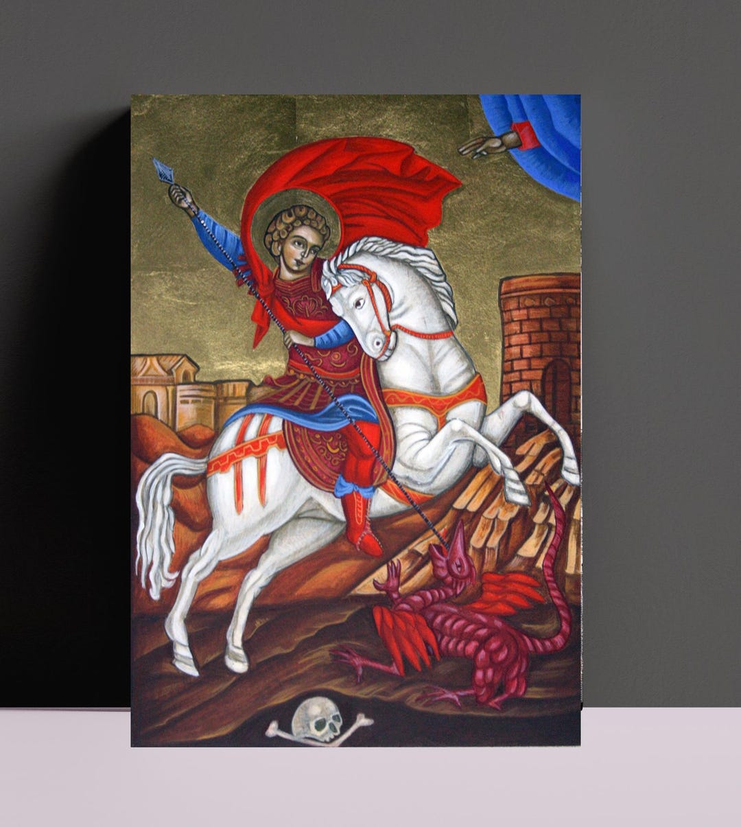 Religious Wall Art of Saint George and the Dragon, Orthodox Icon of ...