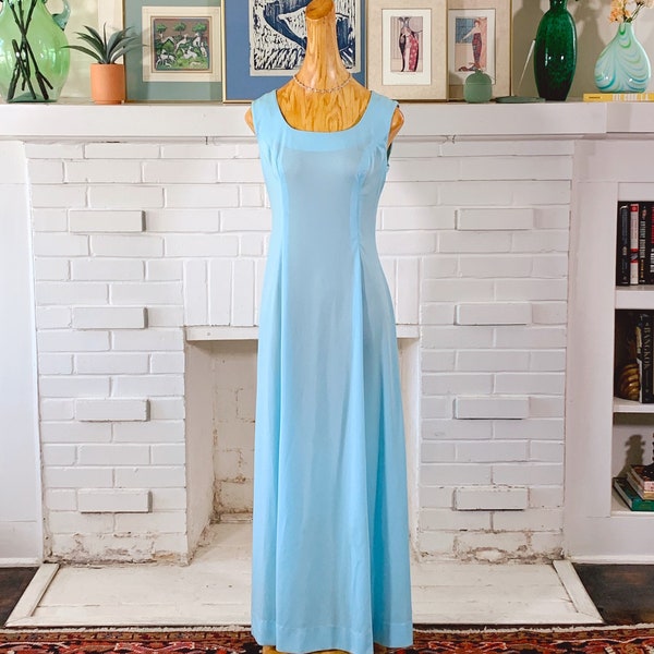 Vintage Long Formal Gown in Baby Blue | Size S | Formal Occasion Prom Dress Ball Gown Wedding Guest