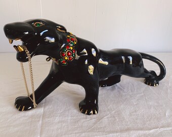 Decorative Large Leopard Metal Statue Jaguar Panther 48 cm Figurine