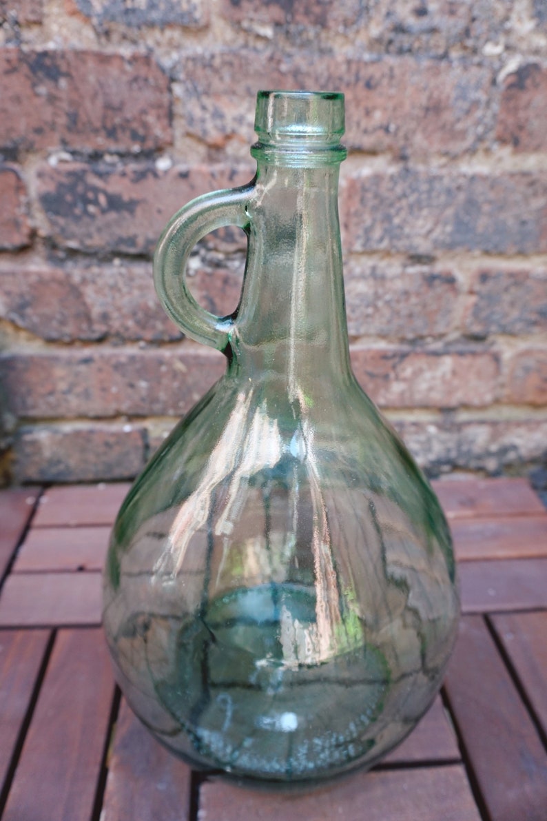 Vintage Green Glass Jug Gallon Size Demijohn Carboy Wine Jug Etsy