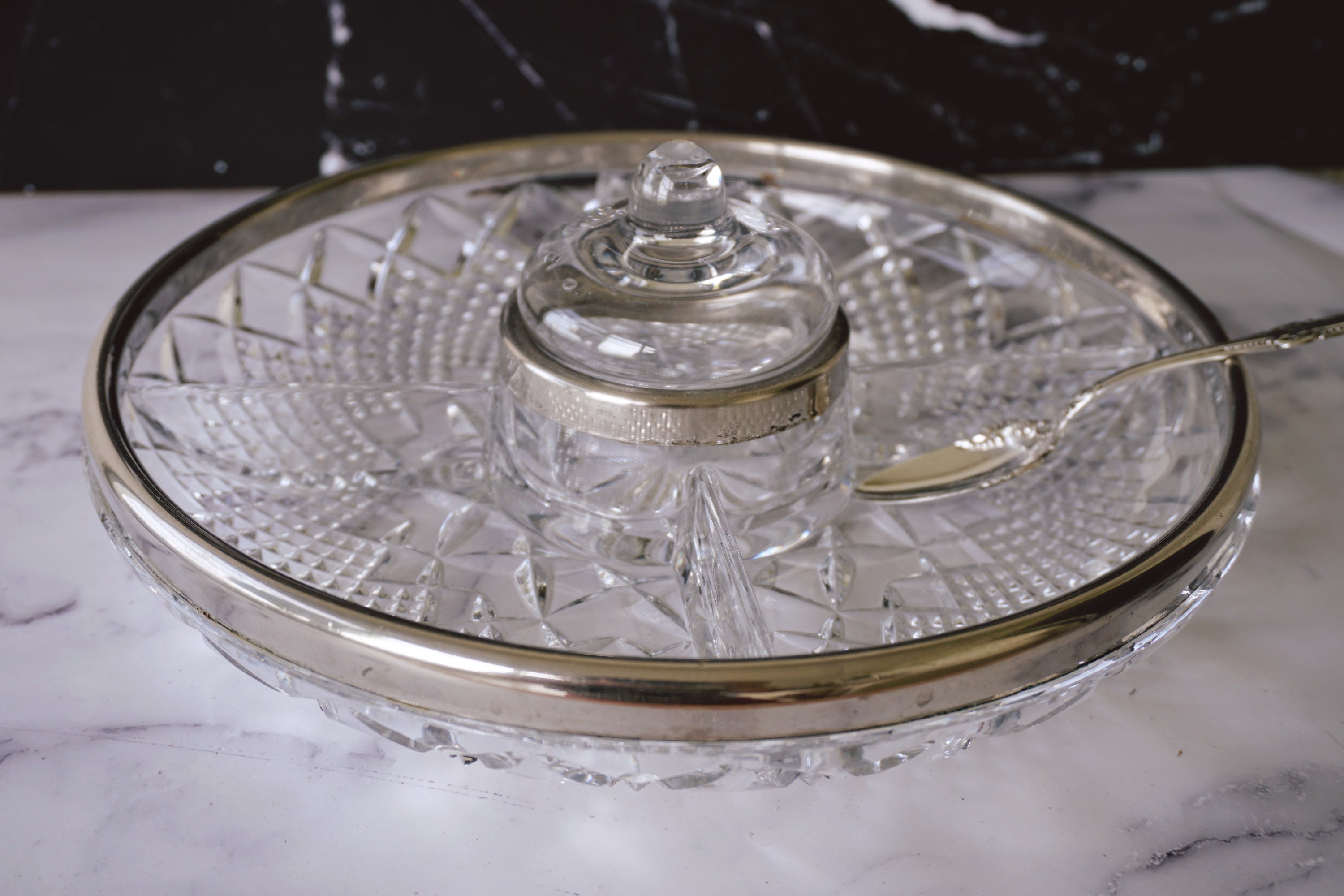 Vintage Heavy Cut Lead Crystal Divided Relish Tray with Etsy