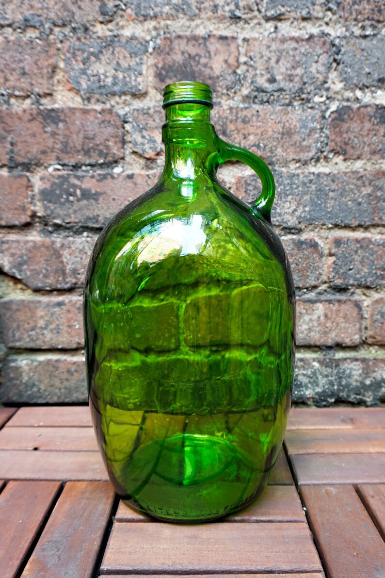 Vintage Green Glass Jug Gallon Size Demijohn Carboy Wine Jug Etsy