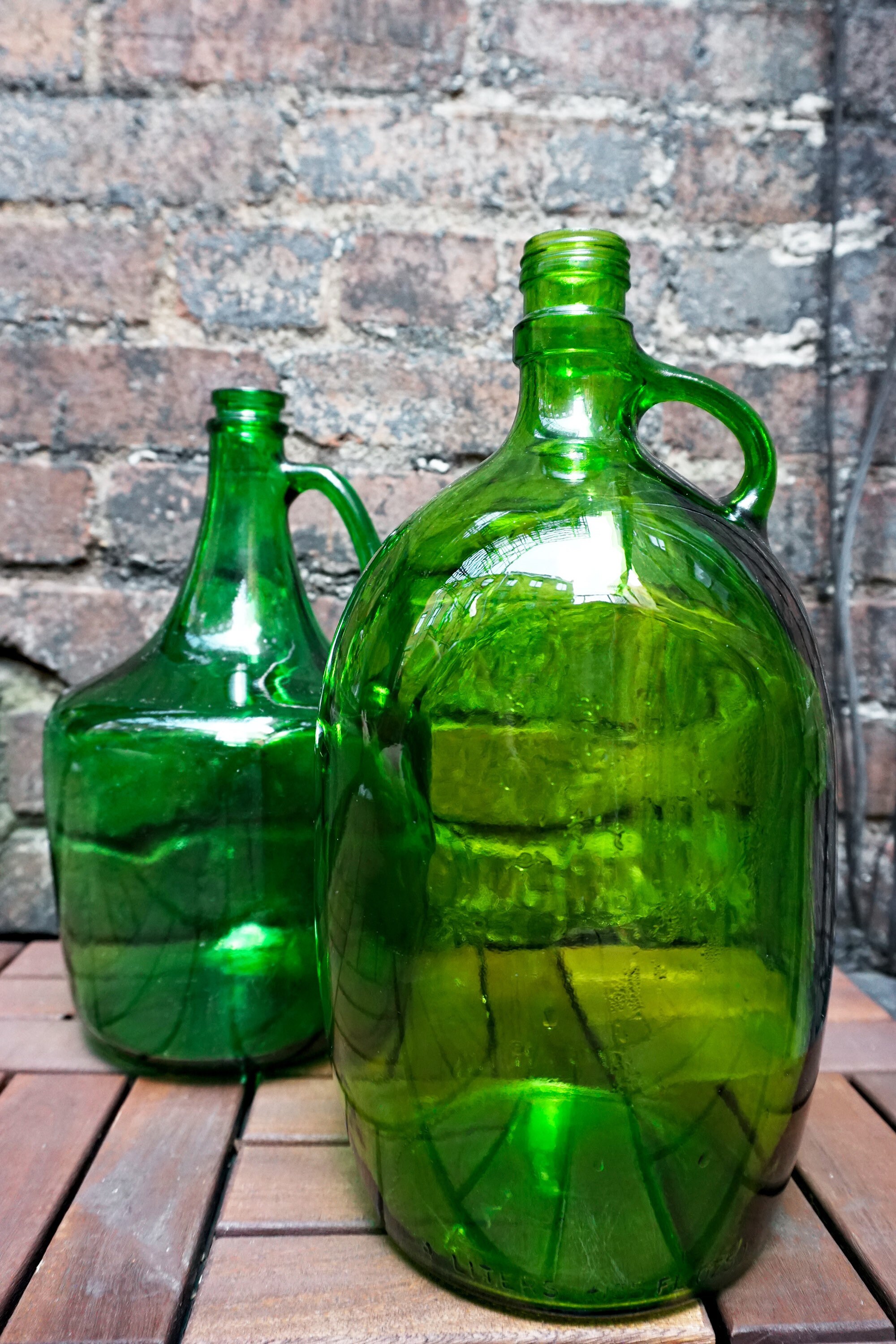 Vintage Green Glass Jug Gallon Size Demijohn Carboy Wine Jug Etsy