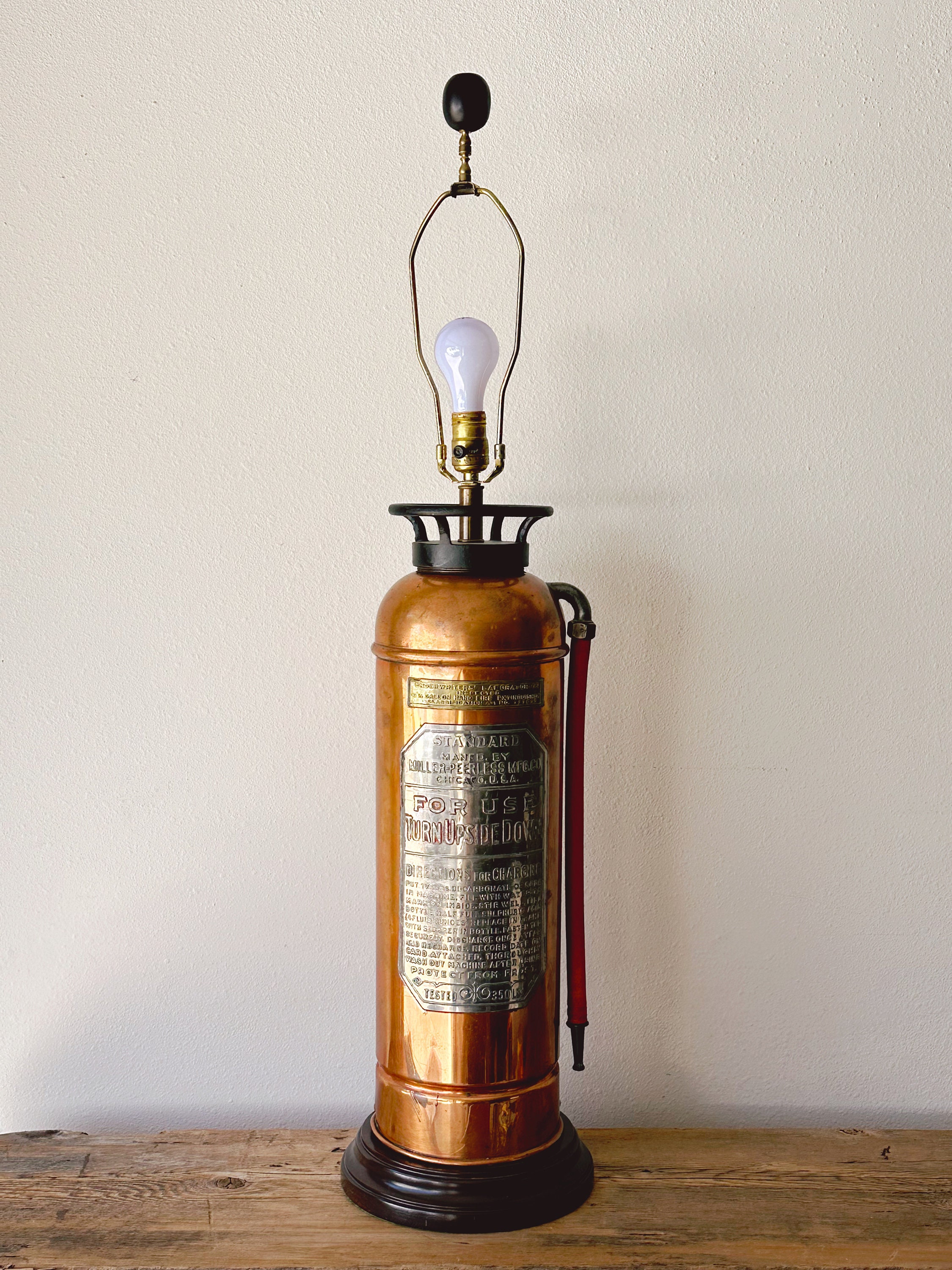 Antique Early 1900s Copper Fire Extinguisher Table Lamp Chicago