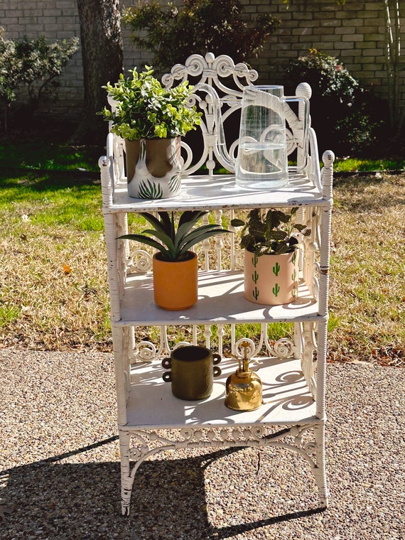 White wicker sale etagere