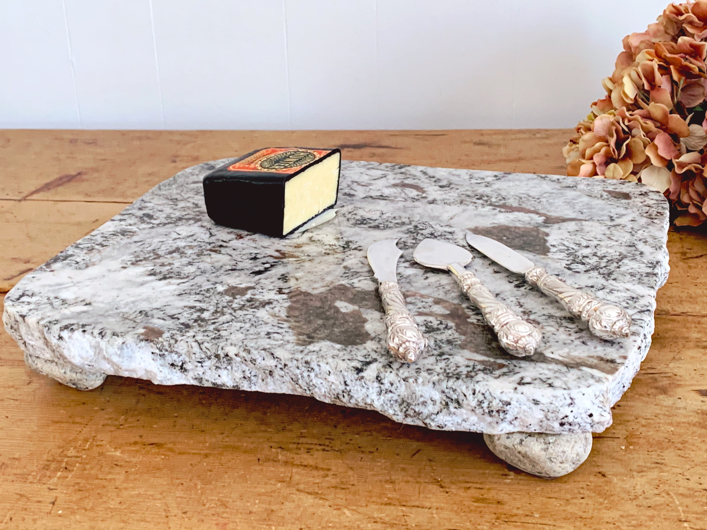 Large Vintage Marble Cheese Board with Four Feet Beautifully Etsy