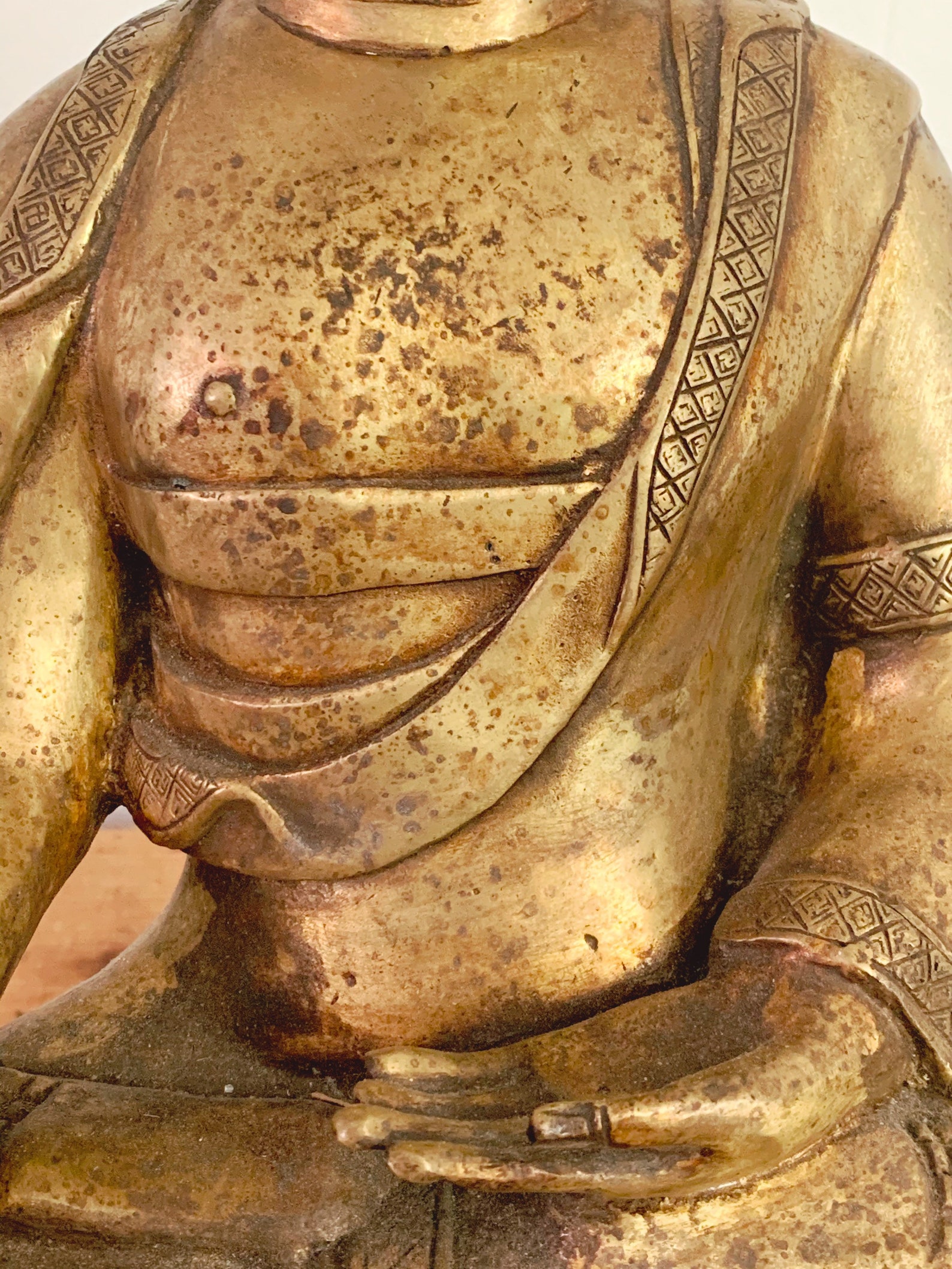 Antique Chinese Brass Buddha Statue Sitting on Lotus Pedestal Etsy