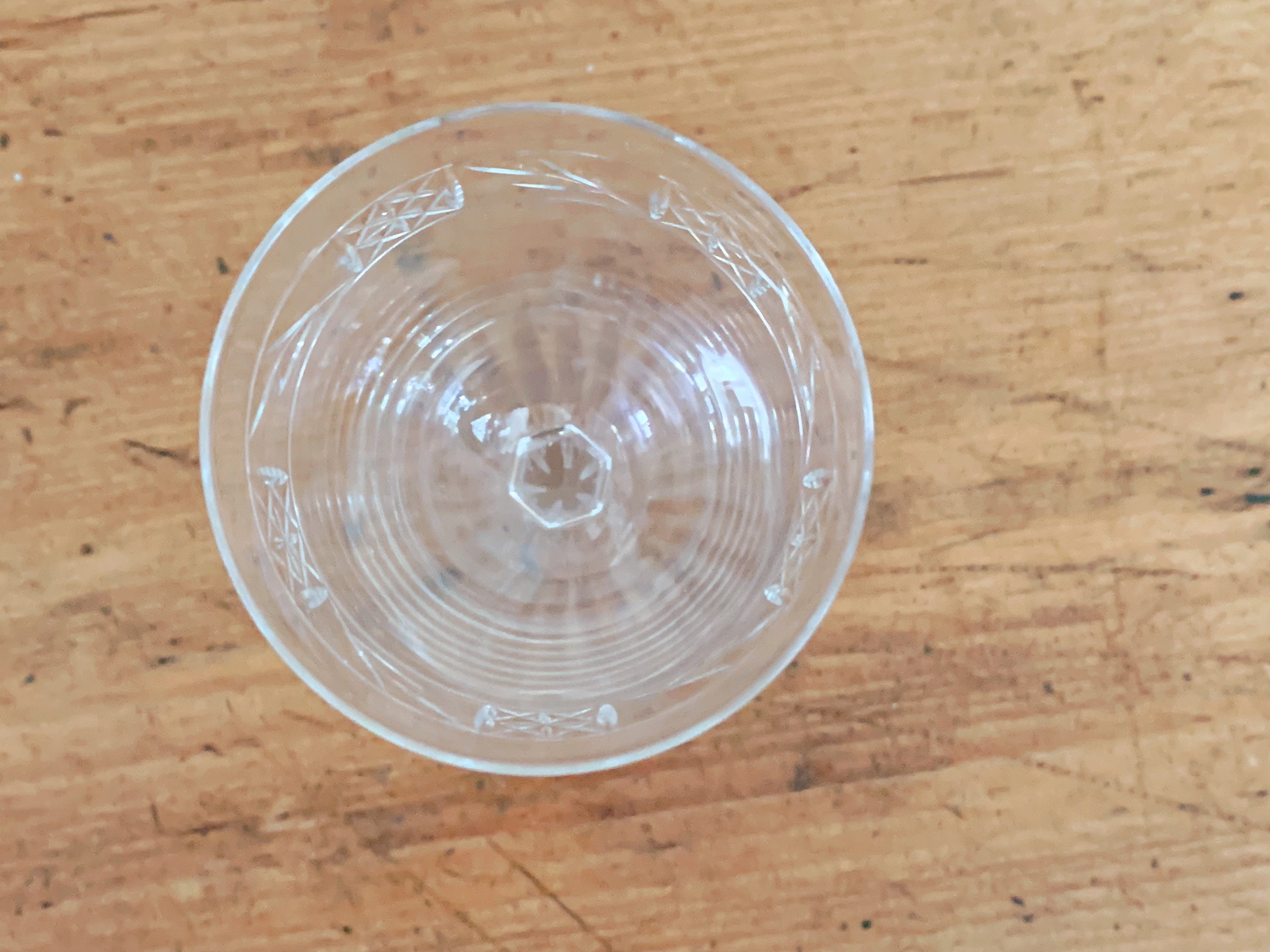 Vintage Clear Crystal Wine and Cordial Glasses with Jagged Stems