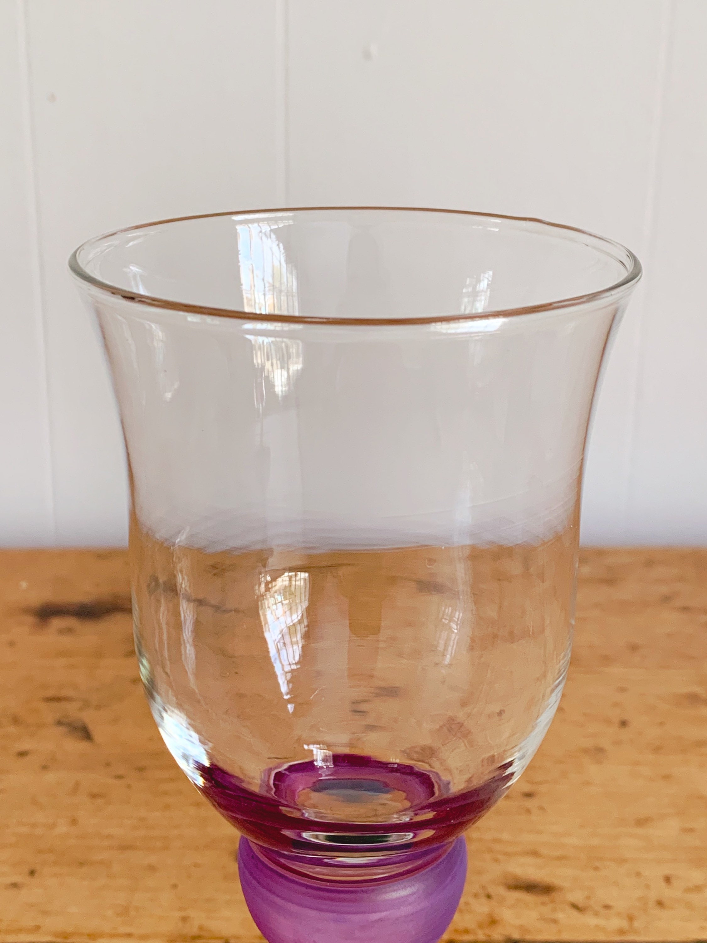 Vintage Handmade Bubble Stem Wine Glasses with Multi Colored Etsy