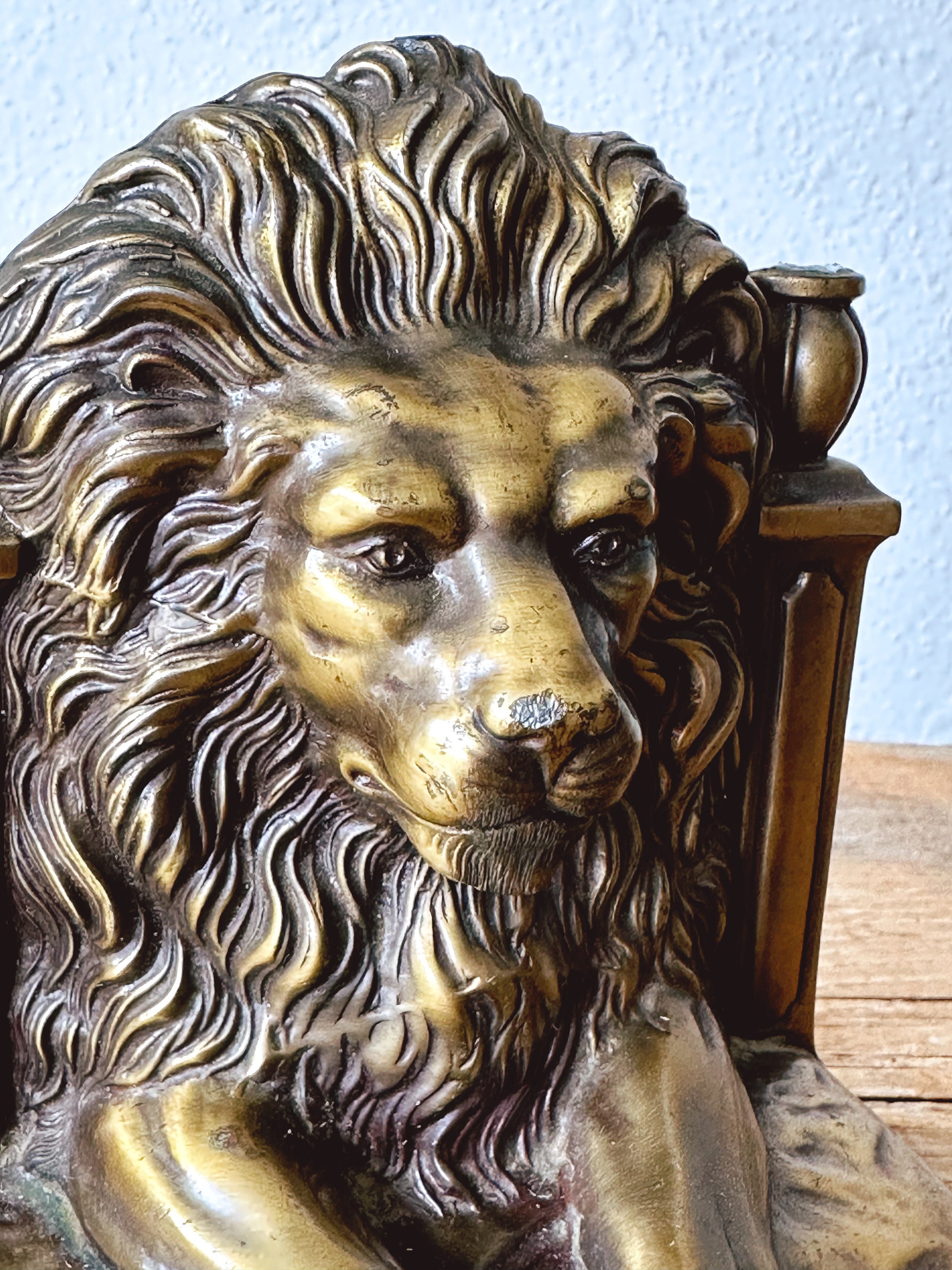 Vintage Lions Head Bookend in Antique Brass Finish by PM Etsy