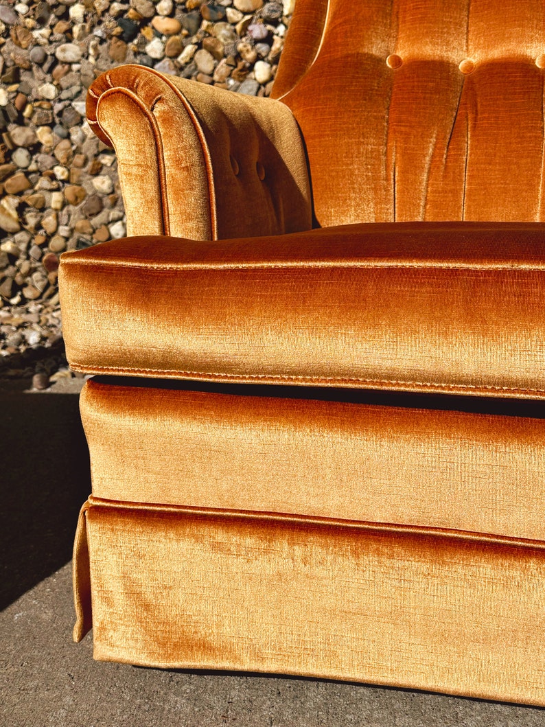 Pair of Mid Century Modern Orange Swivel Lounge Club Chairs by Etsy