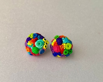 Rainbow Coral Reef Stud Earrings