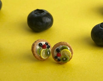 Kiwi Lemon Fruit Tart Earrings