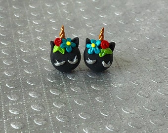 Black Unicorn Earrings