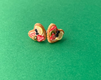Fruit Tart Heart Earrings| Strawberry & Lemon