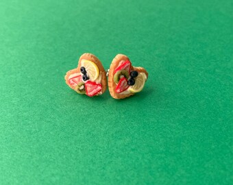 Fruit Tart Heart Earrings| Strawberry & Lemon