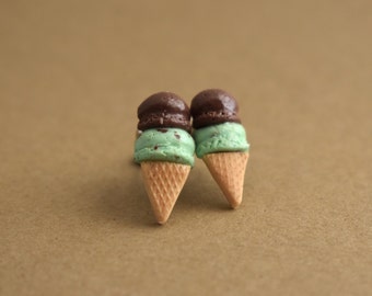Mint Chocolate Ice Cream Earrings