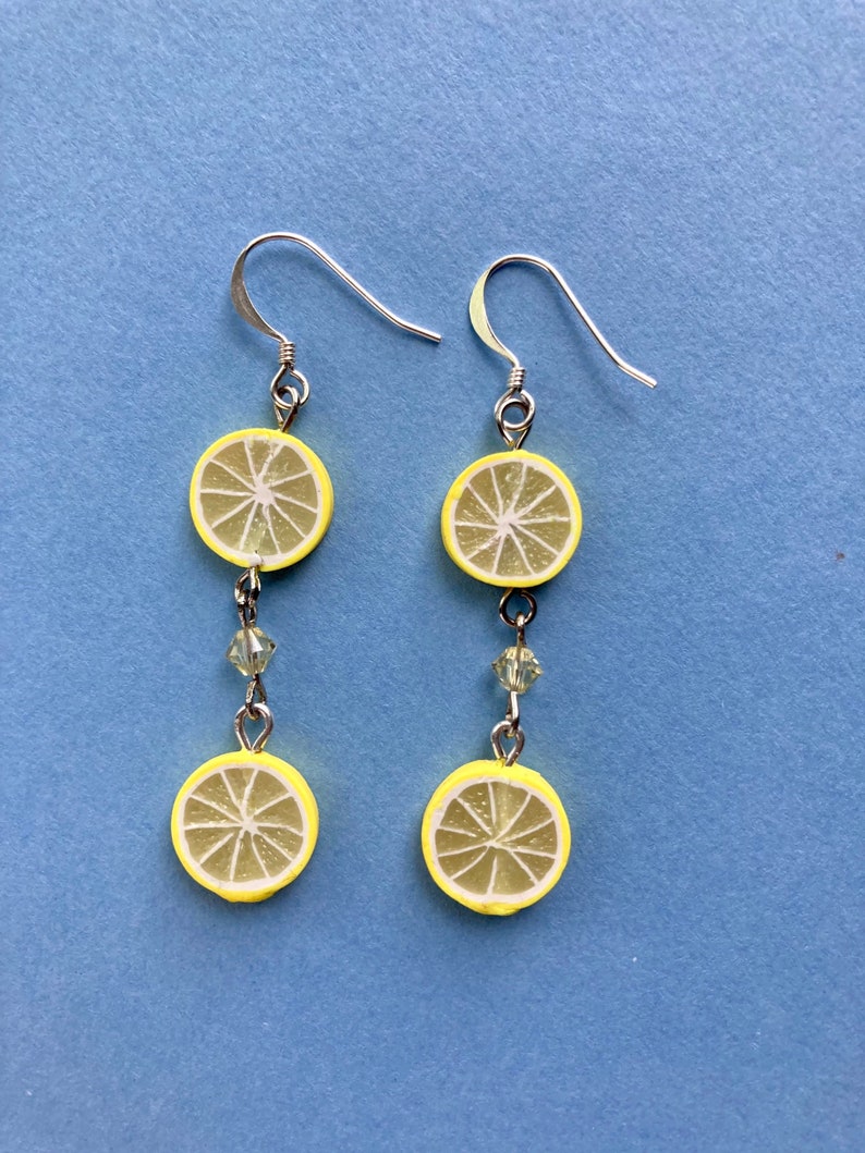 Crystal Lemon Dangle Earrings image 1