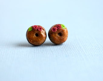 Gold Donut Stud Earrings