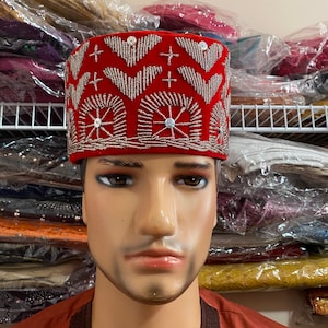 African beaded Hat|Brass hat|African Asinde hat