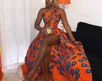 Vestido largo infinito con estampado africano, vestido infinito, estampados africanos, vestido Ankara, ropa africana para mujer, ropa africana, vestido africano