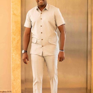 Abbigliamento maschile / Camicia e piumino bianchi africani da uomo in caftano / Camicia da uomo Dashiki / Abbigliamento africano per la famiglia / Abbigliamento maschile africano / Body da uomo