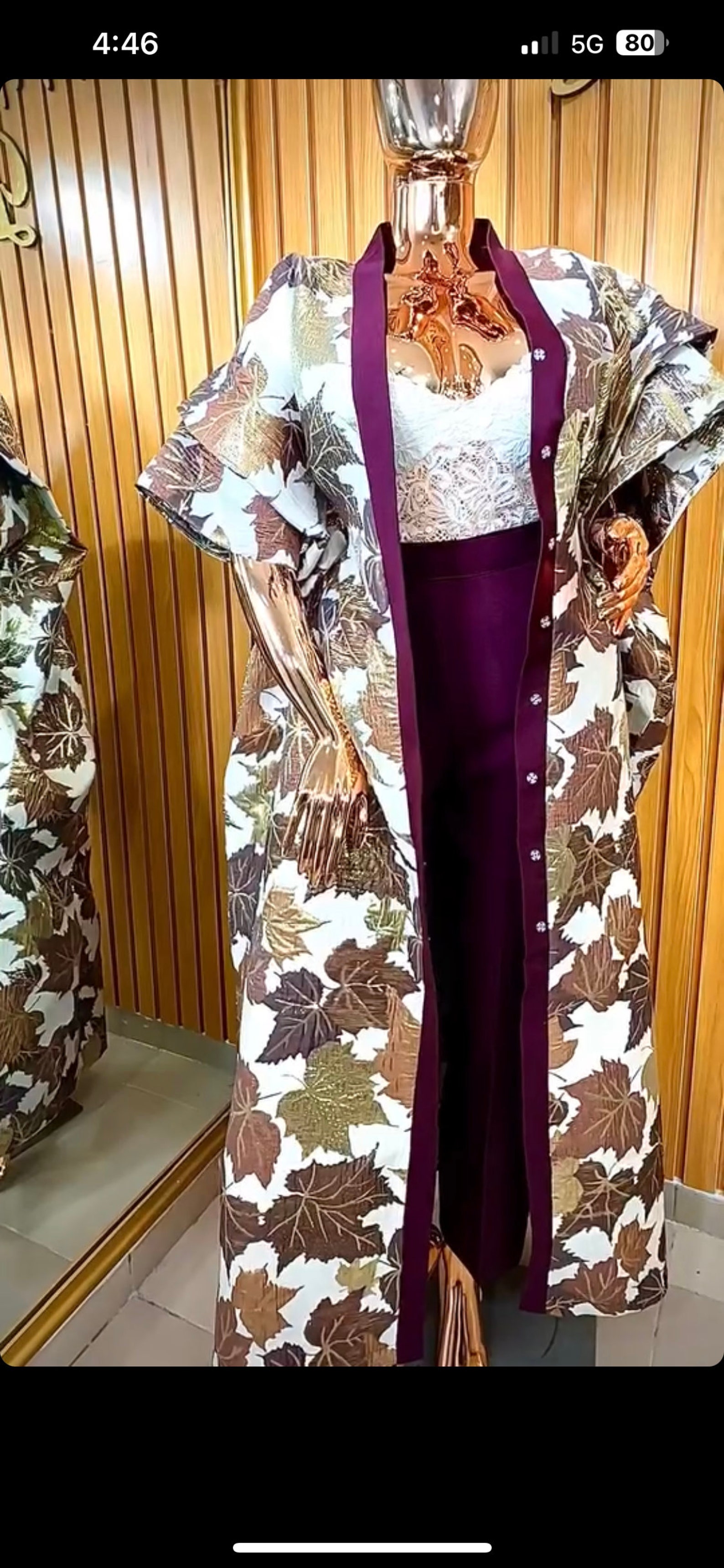 Rich Aunty Blossom- 2pc Geometric Design Kimono Top/Long Pant SET (NEW)