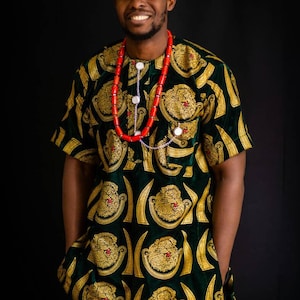 African Isi Agu top| Igbo shirt| Men&#39;s body suit| Nigeria Shirt| Aftican men’s top|