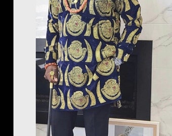 Chinedu African Isi Agu/ Auténtico tejido Isi Agu/ isi Agu / cortado a medida