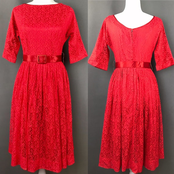 50s Ricci Originale Vintage Strawberry Red Lace Dr