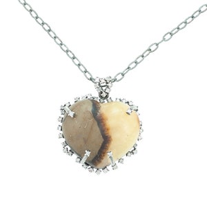 Unified Energy Heart Necklace || Sterling Silver || Silver Necklace || Septarian Palm
