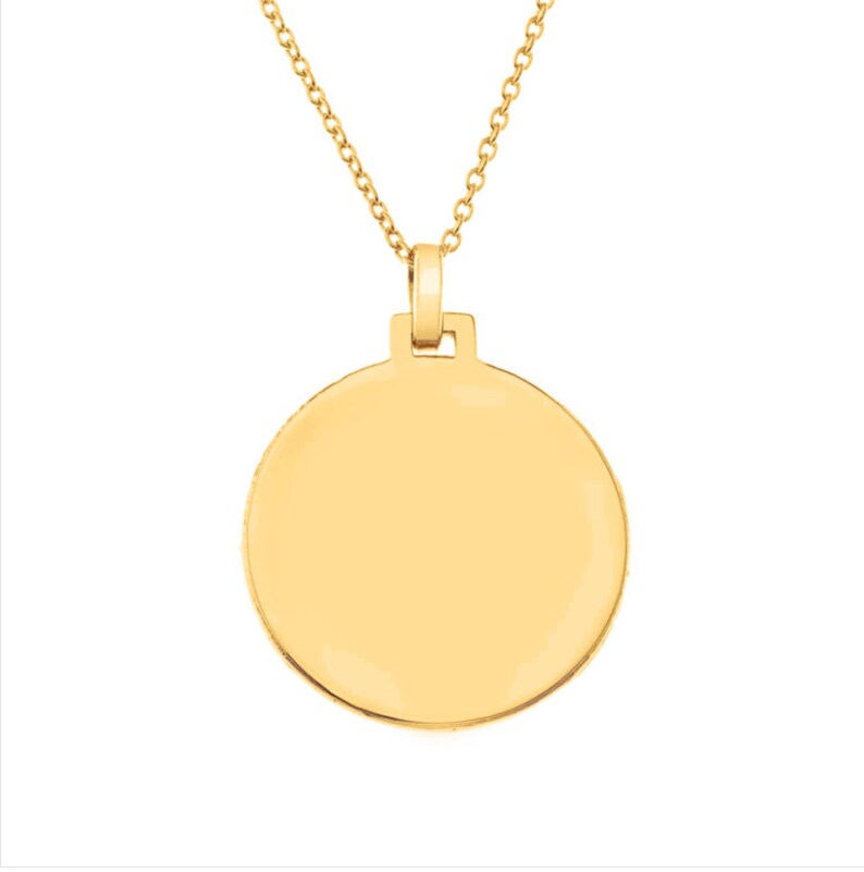 Solid Gold Medallion Gold Pendant Gold Circle Pendant Gold Etsy