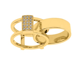 Romantischer Ring || Zweiteiliger Ring || Puzzle Ring || Braut || Verlobung || Diamanten || Liebe